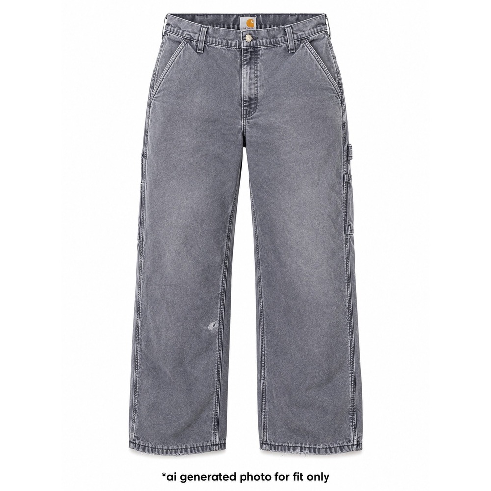 Carhartt Flannel Lined Carpenter Work Pants Mens 42x28 Faded Grey Canvas Utility